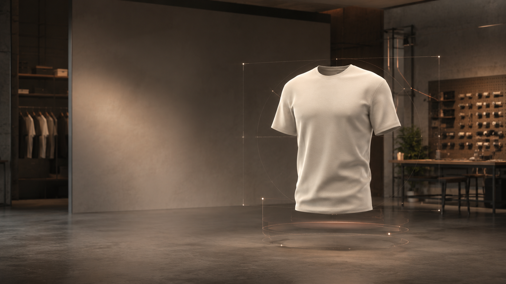 A blank t-shirt ready to be customized in Dust Studio